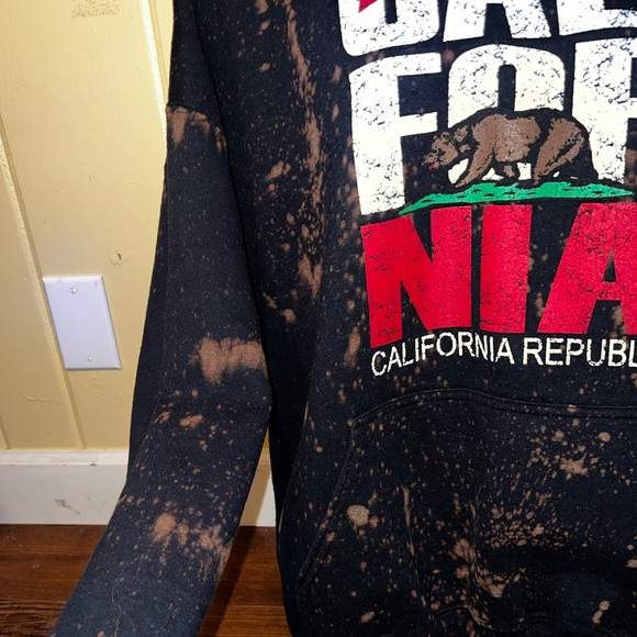 LAST CALL California Republic Black Tie Dye Splatter Hoodie Size L - Picture 8 of 14